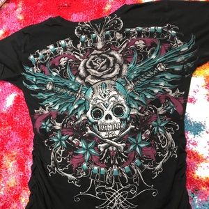 Sinful by affliction rhinestone shirt
